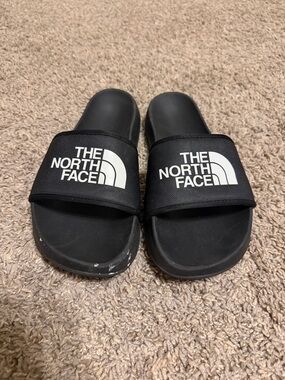 The North Face Black Slides with White Logo Strap